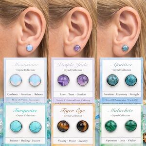 Crystal Bezel Collection Earrings Set bezel stud earrings